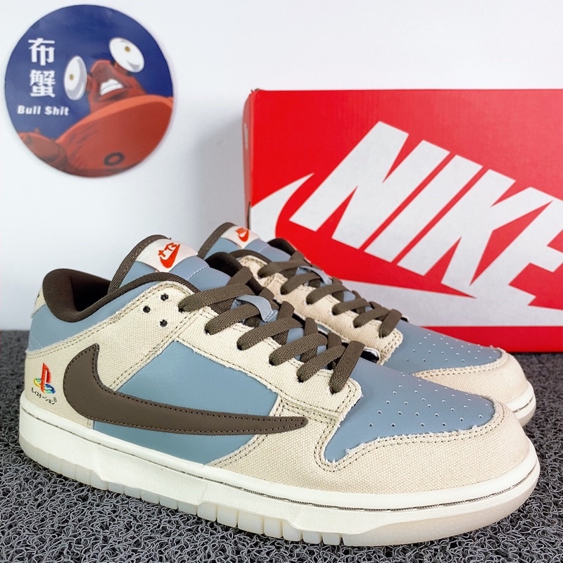 Pronto Stock Travis Scott X PlayStation X Nike Dunk PS Low 5m Set Pacote Tripartido