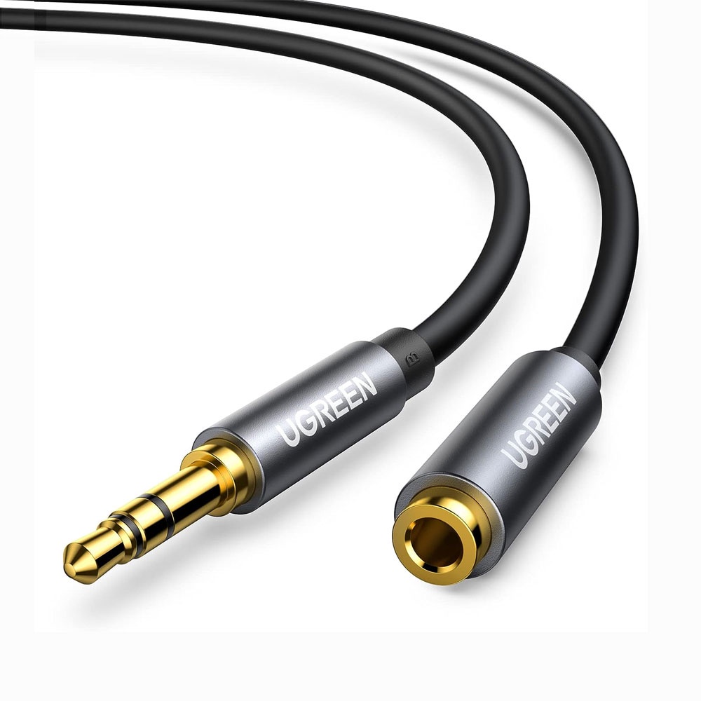 Cabo de Áudio Extensor Ugreen 3.5mm Macho/Fêmea 1M Preto