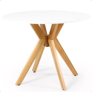 Mesa de Jantar Redonda 100cm Marci em Madeira Maciça e MDF