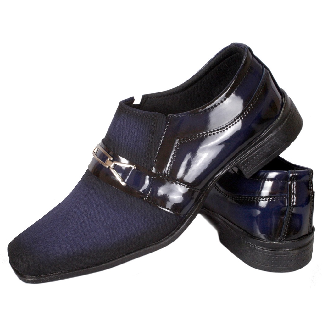 Sapato Casual Masculino Social Azul Marinho Bico Quadrado