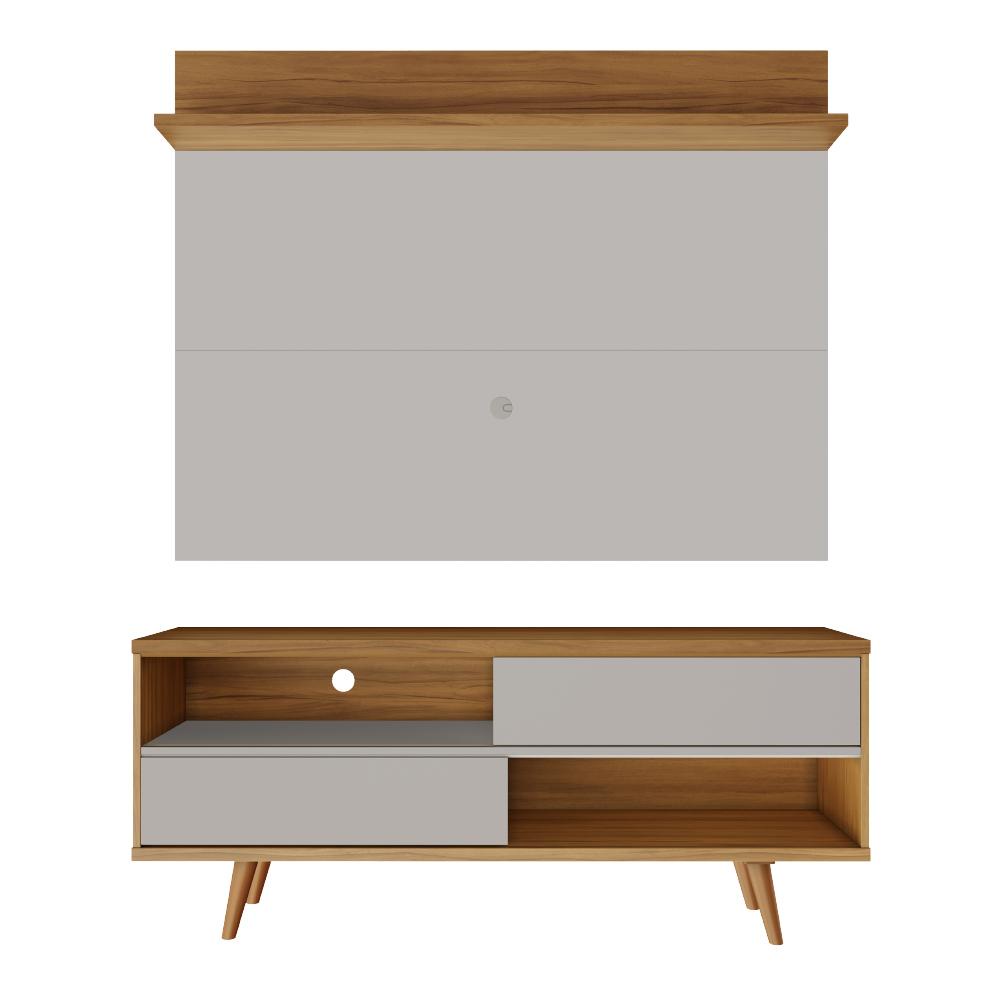 Bancada Retrô com Painel para TV de até 50 Polegadas Notável Off White / Freijó Trend 