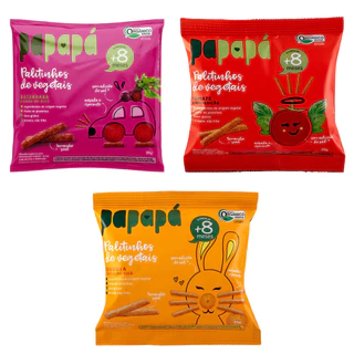 Kit 3 Palitinhos de Vegetais Papapá - Sabores Diversos em Oferta na Shopee