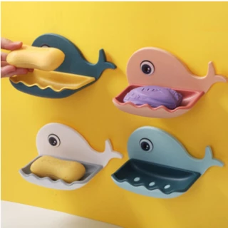 Saboneteira De Parede Com Camada 15X8,5CM Dupla Em Formato De Baleia Multicolorido Para Banheiro Suporte Adesivo