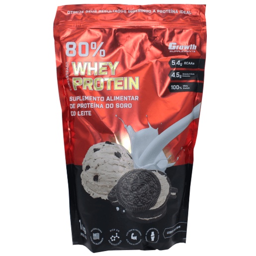 Whey Protein Concentrado Growth 1kg Proteina Cookies E Cream