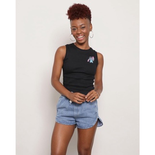 Regata Feminina Disney Estampa Stitch Canelada Preta