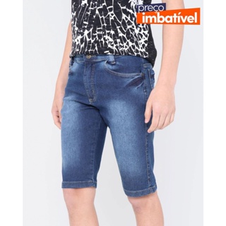 Bermuda Jeans Juvenil Reta Azul Escuro