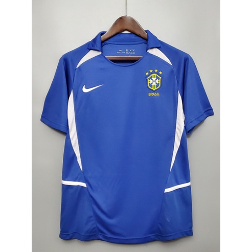 2002 Brasil Away Retro Camisa De Futebol De Alta Qualidade AAA +