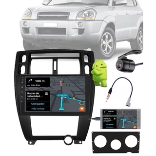 Multimídia 10" Polegadas Hyundai Tucson 2007 até 2011 Android Bluetooth Espelhamento + Câmera de Ré + Moldura + Adaptador de Antena