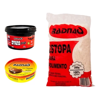 Kit Limpeza Automotiva Massa De Polir + Cera Protetora e estopa