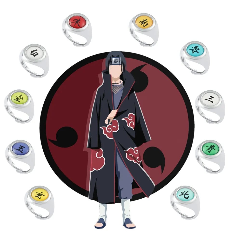 Kit 10 Anel Naruto Akatsuki Itachi Sasuke Caixa em Promoção é no