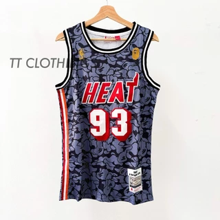 Camisa De Basquete Nba Masculina Feminina Camiseta MIAMI HEAT BAPE # 93 NFL De Beisebol Sem Mangas Cinza