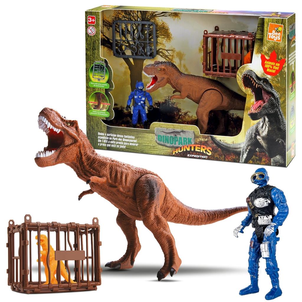 Kit Bonecos Dinossauro T-Rex Realista E Cacador Articulado Divertido ...