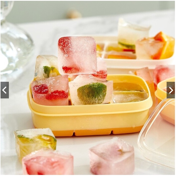 Kit 1/5 Forma De Gelo Silicone Com Tampa Cubo Molde Formato Quadrada