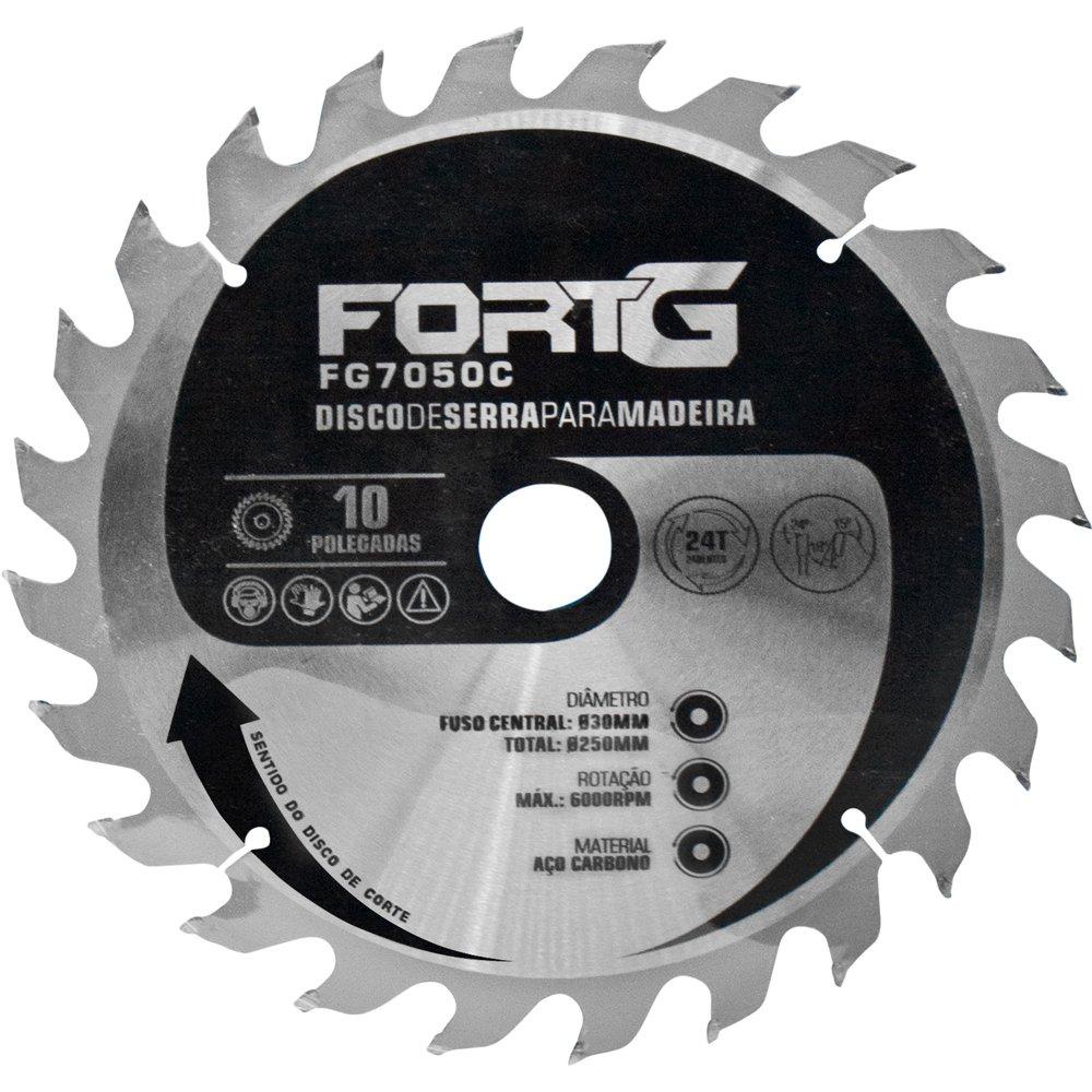 Disco de Serra para Madeira em Aço Carbono 10 Pol. 250x30mm