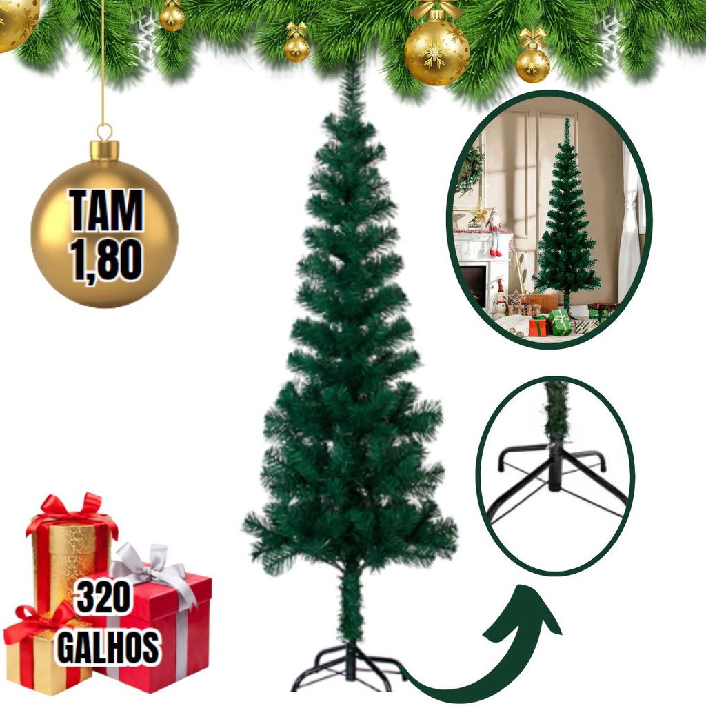 Árvore de Natal Verde 540 Galhos Tam. 1,80m