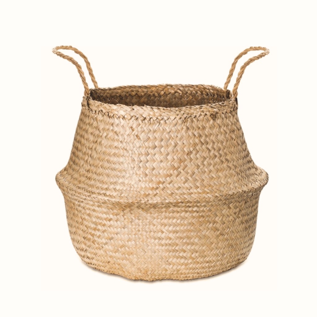 Cesto Vaso de Palha Grande Cachepot Decoração de Chão LuxoGrande