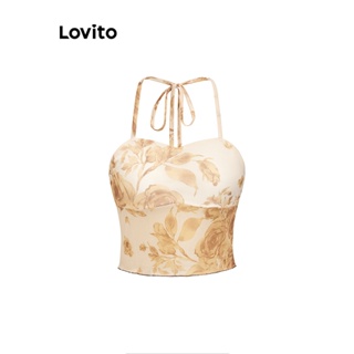 Lovito Regata Boho Floral Contraste Malha Flores Para Mulheres L74ED066