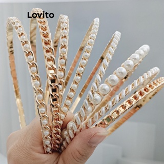 Lovito Tiara Casual Com Corrente De Pérolas Lisas Para Mulheres LFA10233