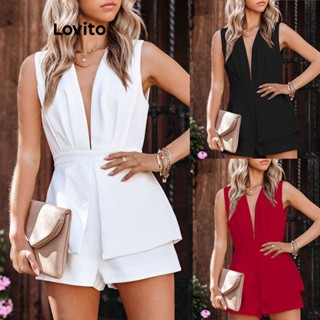 Lovito Macacão Elegante Liso Com Costas Abertas E Costas Nuas Para Mulheres LNL42161