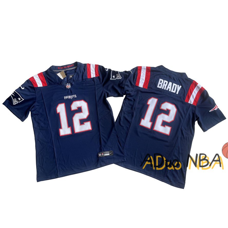 Camisa 2024 NFL New England Patriots 12# Tom Brady Navy de Futebol