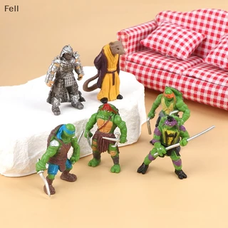 [Fel] 6Pcs/set Tartarugas Ninja Teenage Mutant Bonecas Anime Actions Figuras De Mesa Brinquedo Decoração De Casa Micro Landscape Ornament Cake Insert