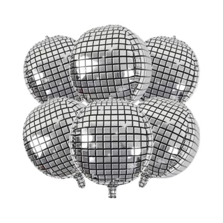 Kit c/10 Balão Globo Metalizado Discoteca Anos 80/90 4D 24"