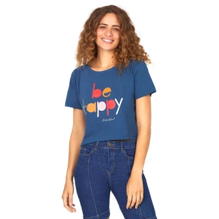 Camiseta Feminina Malha Collection Be Happy Polo Wear Azul Escuro