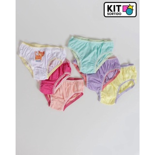 Kit 3 Calcinhas Infantil Estampa e Cores Sortidas Tamanho 2
