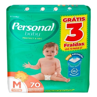 Fralda Descartável Personal Soft & Protect Hiper Tamanho M - Embalagem com 70 Fraldas