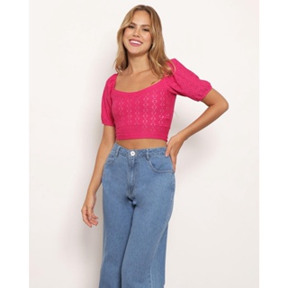 Blusa Feminina Ciganinha Malha Laise Rosa