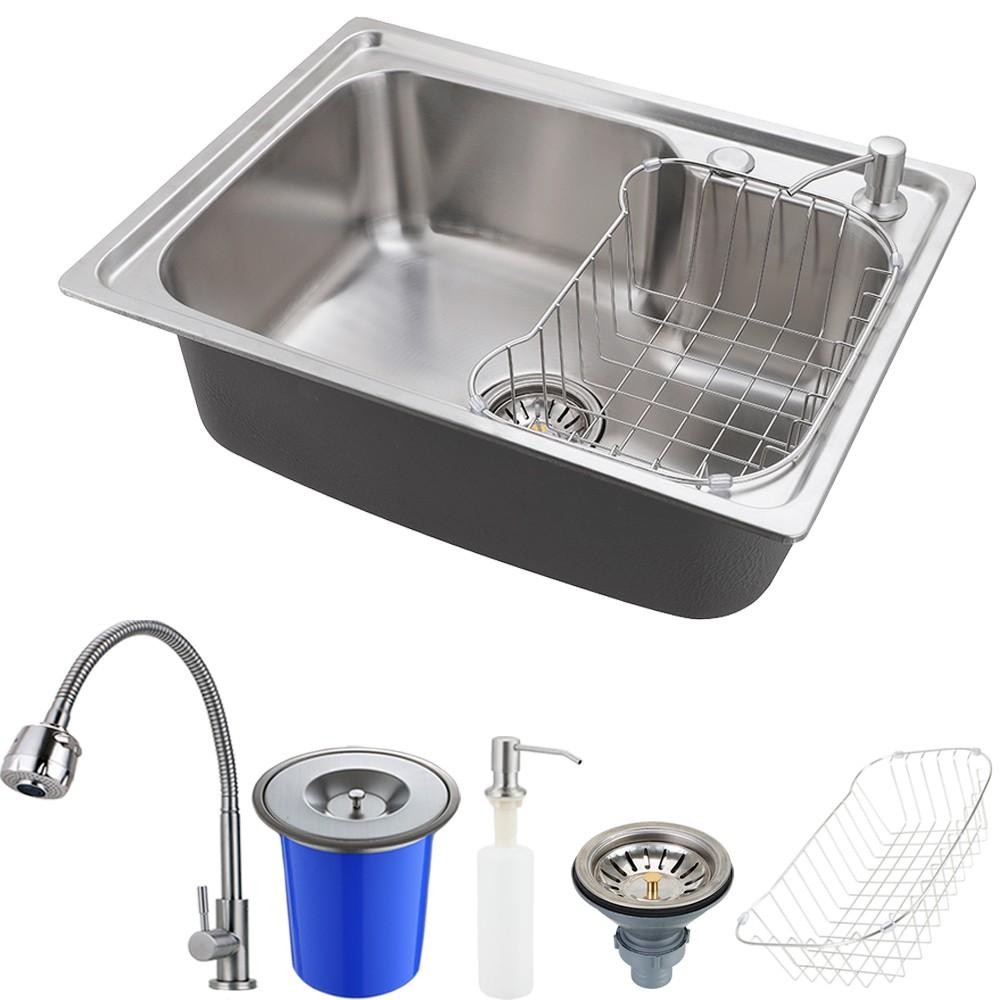 Cuba para cozinha pia com acessórios e lixeira Matis e Torneira gourmet Jaguaribe Pingoo