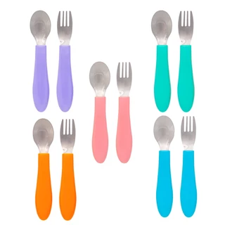 Kit Talheres Bubazoo Garfo E Colher Em Inox Para Bebê Buba