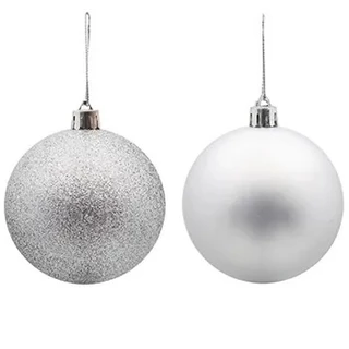 Kit 6 Bola De Natal 10cm Fosca/Glitter Decoração Natal