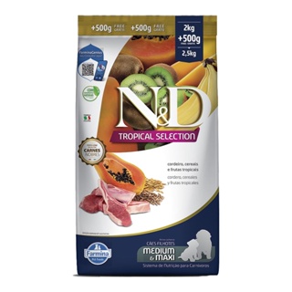 Ração N&D Tropical Selection Para Cães Puppy Medium/Maxi Cordeiro Leve 2,5kg e Pague 2kg