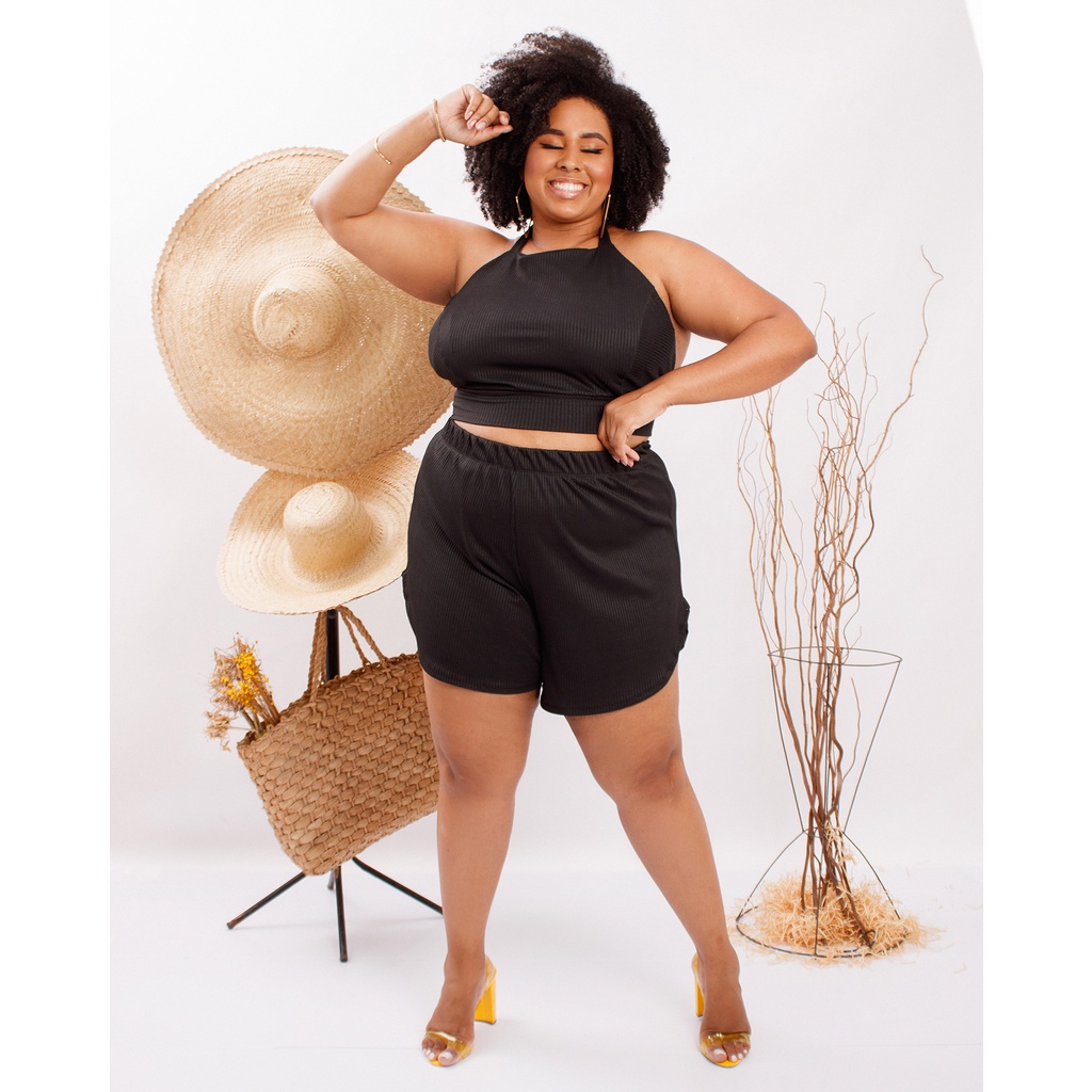 Conjunto Gi Preto Plus Size Tamanho Grande Moda Gringa | Shopee Brasil