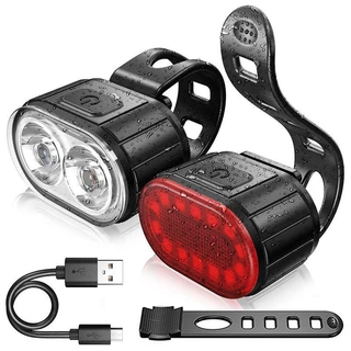 Luz Frontal Traseira Para Bicicleta LED De Farol De Carga USB Ciclismo Lanterna Lâmpada Acessórios