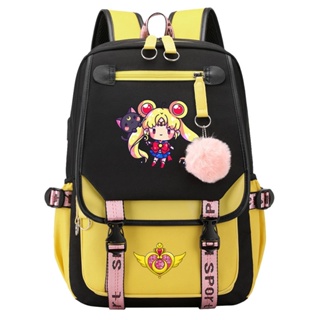 Novo anime Sailor Moon USB adolescente mochila escolar para alunos do ensino fundamental e médio