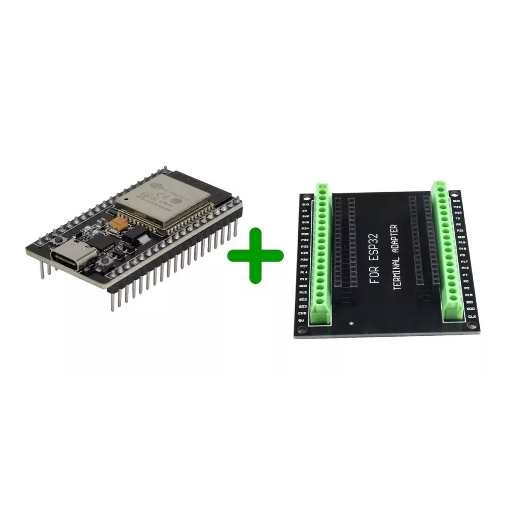 Placa Adaptador Borne Esp32 38 Pinos + Nodemcu Esp32