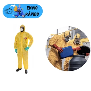 MACACAO DE SEGURANÇA NEW PROT CHEMICAL 130 SELADO AMARELO QUIMICO FARMACEUTICO ALIMENTICIO PROTEÇAO