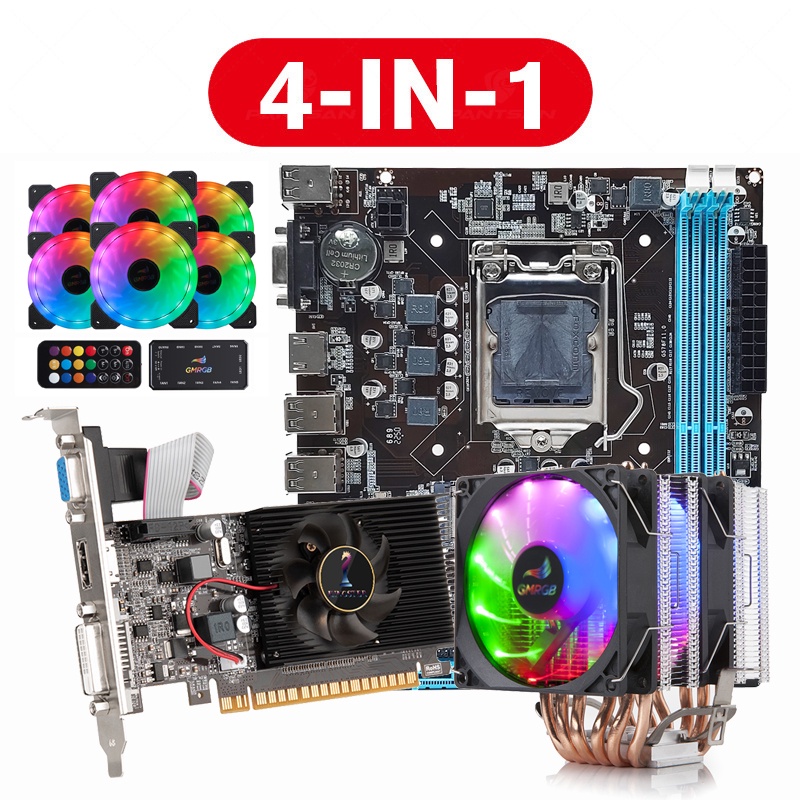 LGA1155 DDR3 Computer Motherboard Kit With H61 Motherboard + Placa de vídeo GT610 + Resfriador
