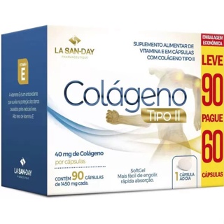 Colágeno Tipo II Não Desnaturado La San-day Suplemento Alimentar C/90 Cápsulas
