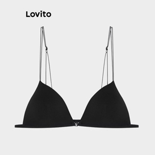 Lovito Bralette Básico Casual Com Fivela Lisa Para Mulheres LNE38236 (Damasco/Branco/Borgonha/Preto)