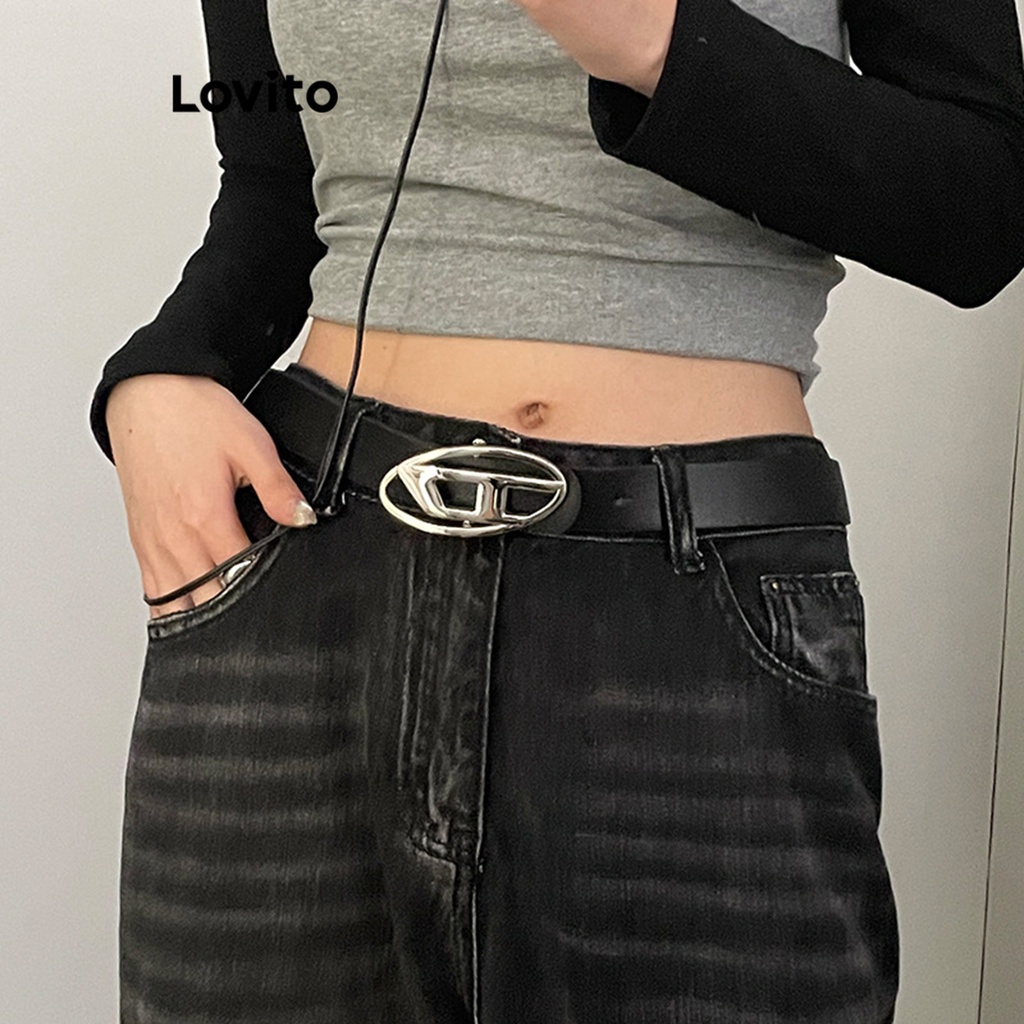 Lovito Casual Cinto Feminino Liso LFA02042 (Café/Preto)