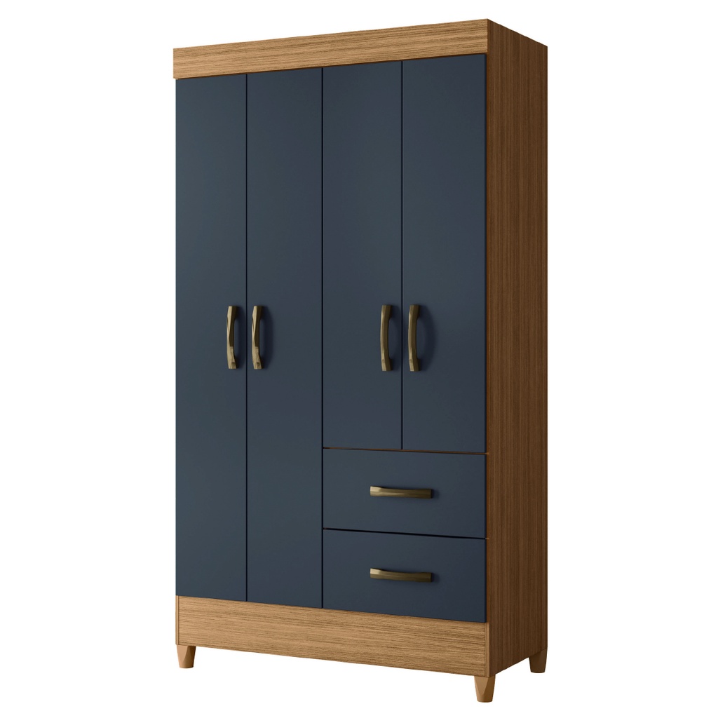 Guarda Roupas Solteiro 4 Portas 2 Gavetas Mobi Nature / Grafite Albatroz