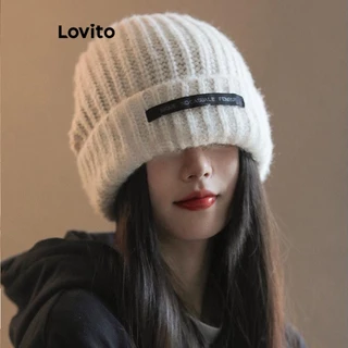 Lovito Chapéu de Inverno Quente e Amigável com Letras para Amigas para Mulheres LFA08600 (Cáqui/Marrom/Cinza/Preto)
