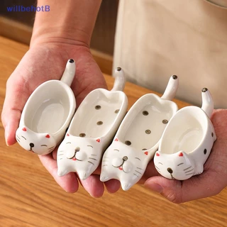 [WillbehotB] Louça De Cozinha Tigelas De Molho De Cerâmica Prato Soja Em Forma De Gato Fofo De Novo []