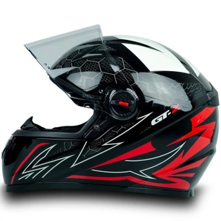 Capacete Moto GT2 FW3 Branco Vermelho Brilhante Tamanho 56 Narigueira