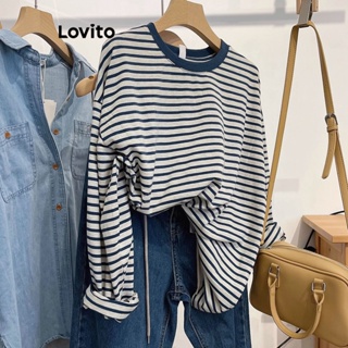 Lovito Camiseta Casual Listrada Colorblock Para Mulheres LNA40194