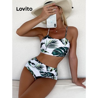 Lovito Conjuntos De Biquíni Sexy Com Plantas E Flores Amarradas Nas Costas Para Mulheres LNL42036