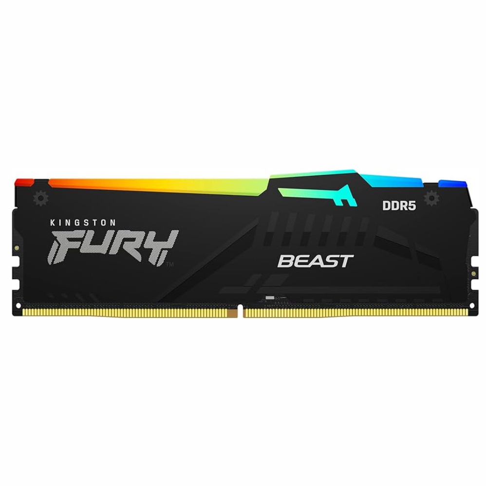 MEMÓRIA 16GB DDR5 6000MHZ KINGSTON FURY BEAST RGB, PRETO - KF560C40BBA-16